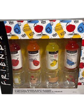 Friends Cocktail Mixer & Shot Glass Gift Set 4 Flavors Officiall Licensed